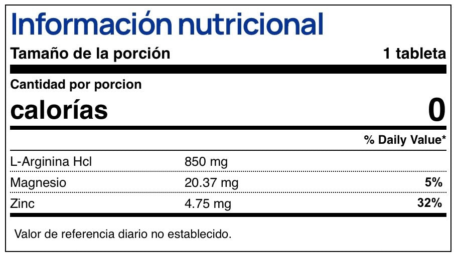 L-Arginina Magnesio y Zinc